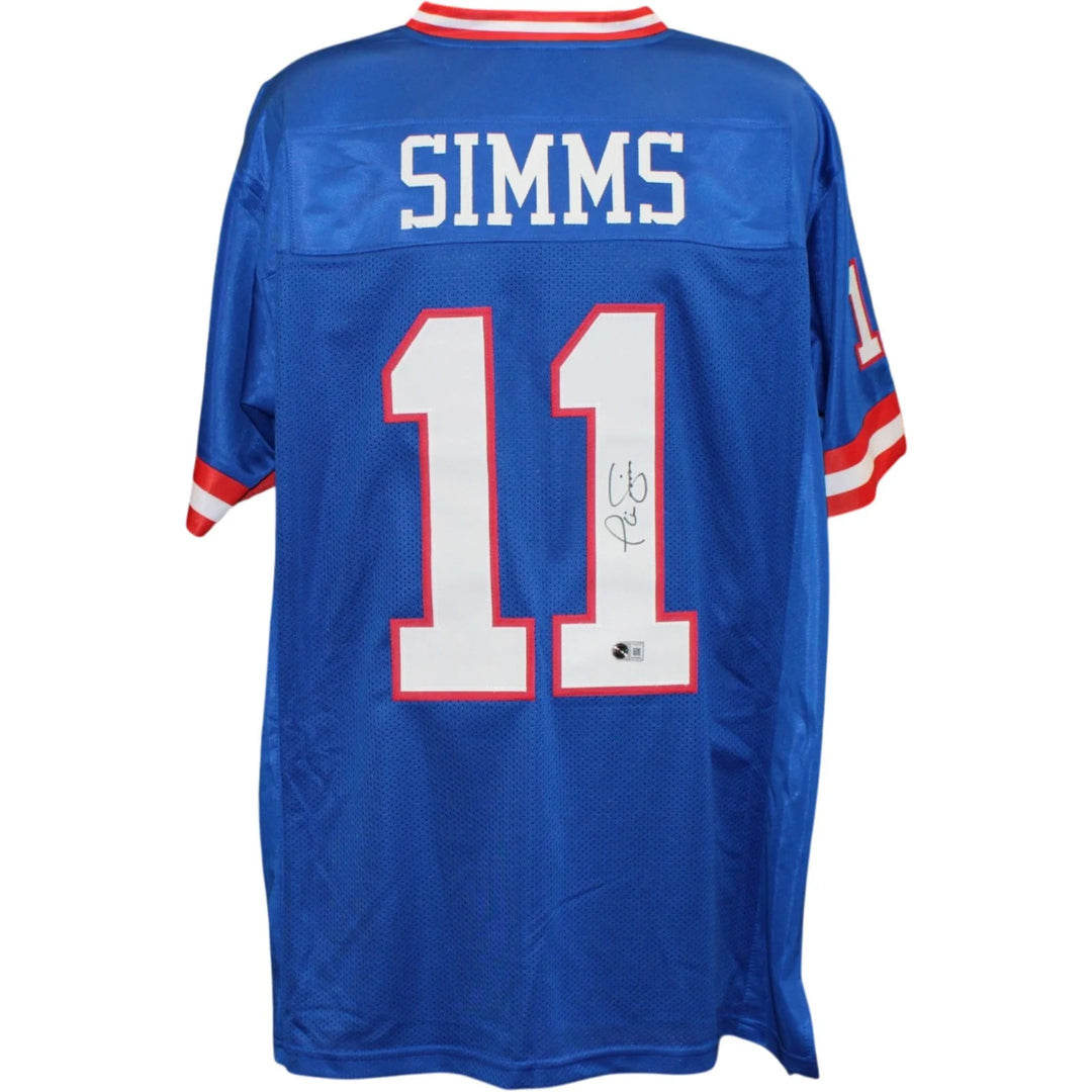 Phil Simms Autographed Pro Style Jersey Blue Sz XL Beckett WIT 58506