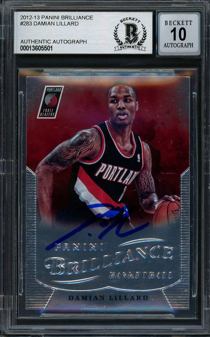Damian Lillard Auto 2012-13 Panini Brilliance RC 283 Blazers Sig 10 Beckett
