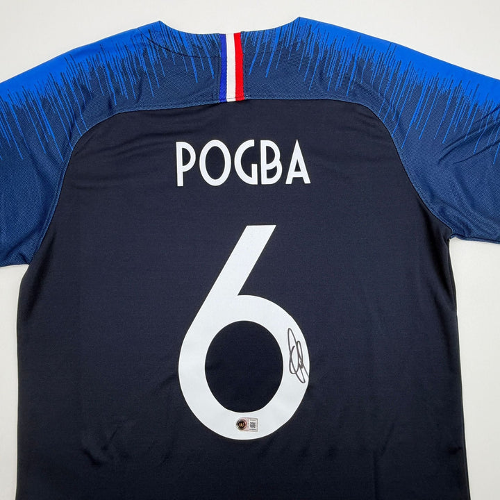 Autographed/Signed Paul Pogba France Blue Soccer Jersey Beckett BAS COA