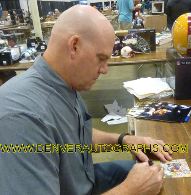 Gary Zimmerman Autographed Denver Broncos Goal Line Art Card HOF Black 13967