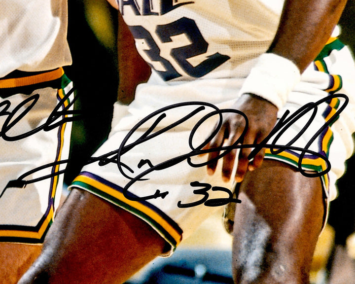 John Stockton & Karl Malone Signed 16x20 Photo Utah Jazz Beckett BAS Witness