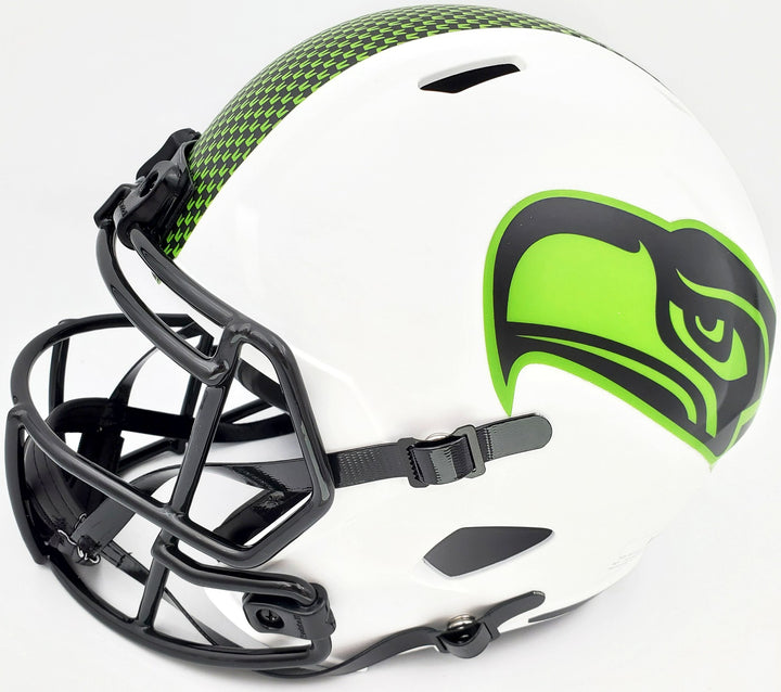 Warren Moon Auto Seahawks Lunar Eclipse White Full Size Rep Speed Helmet HOF 06