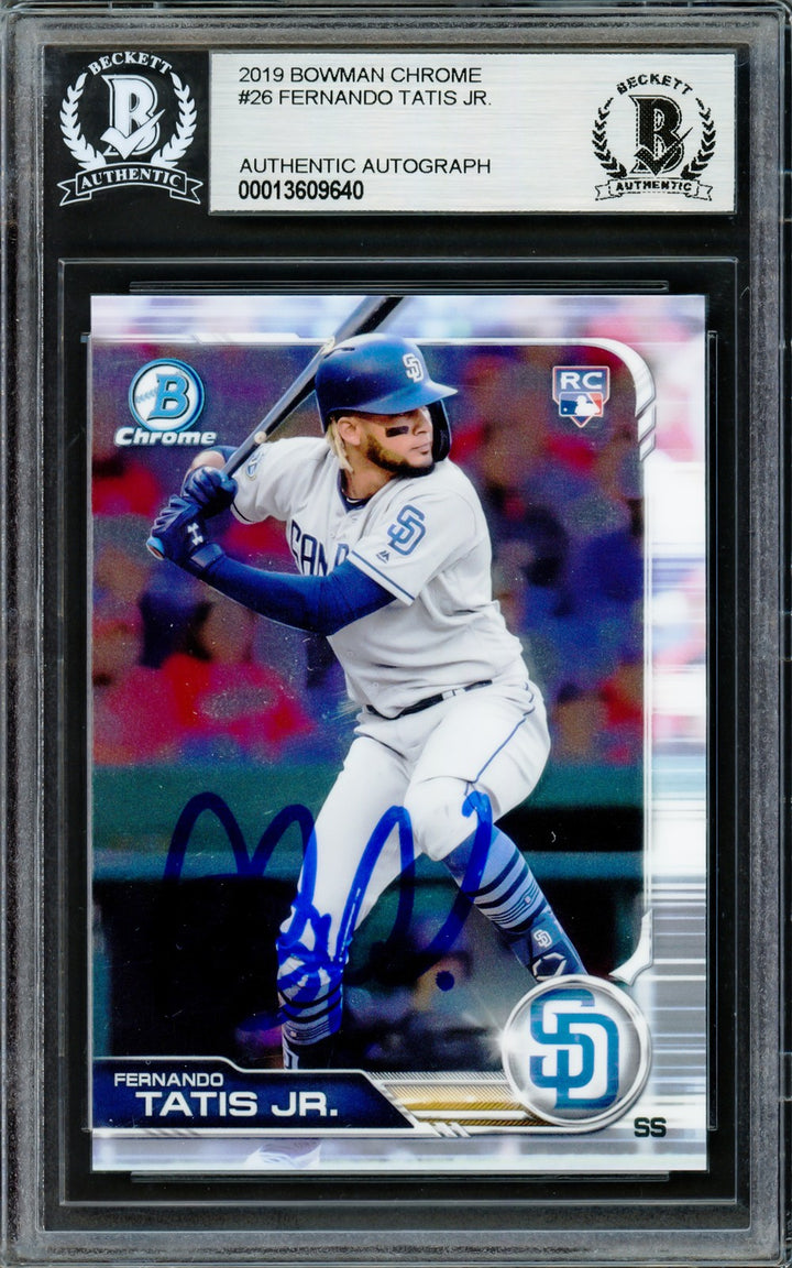 Fernando Tatis Jr. Signed 2019 Bowman Chrome RC #26 San Diego Padres Beckett