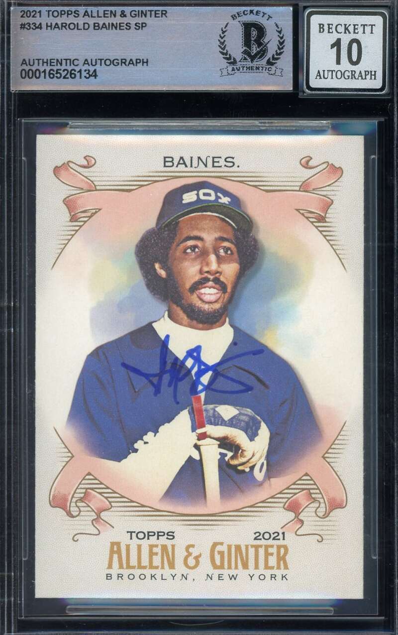 Harold Baines Gem Mint 10 Beckett BAS Signed 2021 Topps Allen and Ginter Auto
