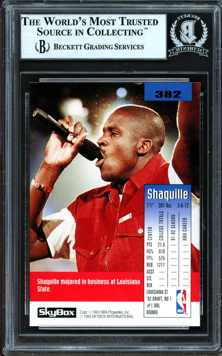 Shaquille Shaq O'Neal Signed 1992-93 Skybox RC 382 Magic Beckett #13446801