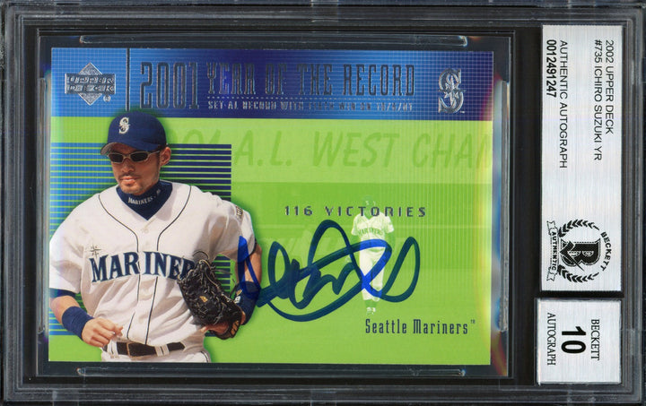 Ichiro Suzuki Signed 2002 Upper Deck Year of the Record Card 735 Auto 10 Beckett