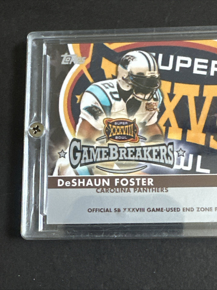 2004 Topps Super Bowl XXXVIII Game Used End Zone Pylon Deshaun Foster Panthers