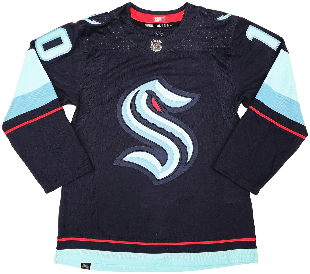 Seattle Kraken Matty Beniers Auto Blue Adidas Authentic Jersey Size 46 Fanatics