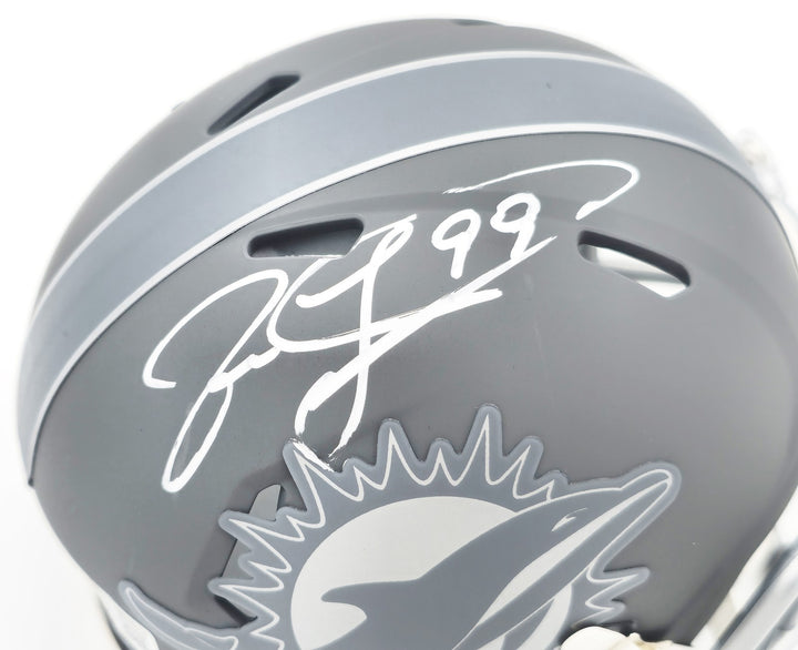 Jason Taylor Signed Miami Dolphins Slate Silver Speed Mini Helmet Beckett Wit