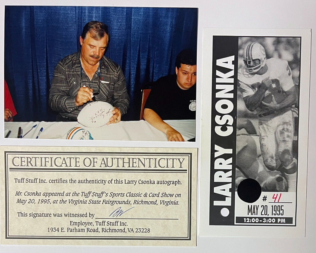 Dolphin's Signed Ofc Wilson NFL WP  Football 3 Sigs- BAS  Csonka/Griese/Warfield