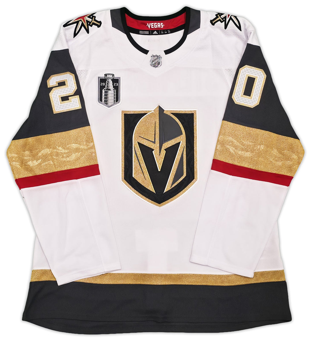 Golden Knights Chandler Stephenson Auto White Adidas 2023 Stanley Cup Jersey 56
