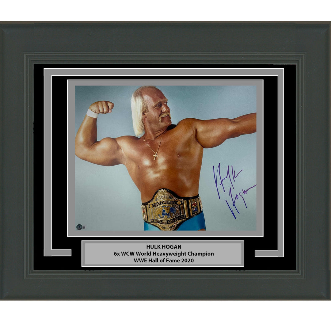 Framed Autographed/Signed Hulk Hogan 16x20 WWE WWF Photo Beckett BAS COA #7