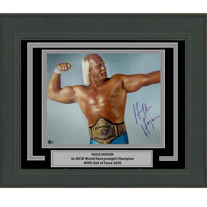 Framed Autographed/Signed Hulk Hogan 16x20 WWE WWF Photo Beckett BAS COA #7