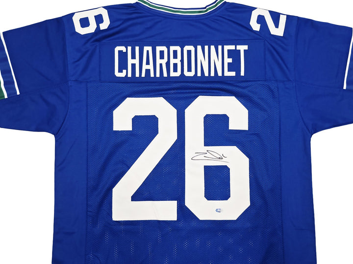 Seattle Seahawks Zach Charbonnet Signed Blue Throwback Jersey MCS Holo