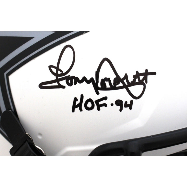 Pearson/Staubach/Dorsett Signed Dallas Cowboys Lunar Helmet HOF BAS 43394