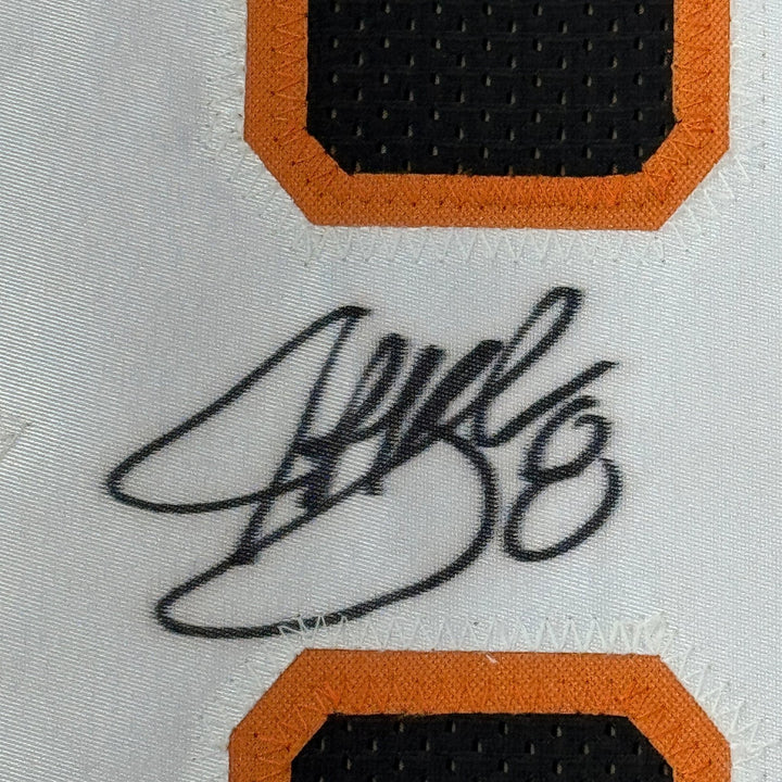 Framed Autographed/Signed Jeff Blake 33x42 Cincinnati Black Jersey JSA COA