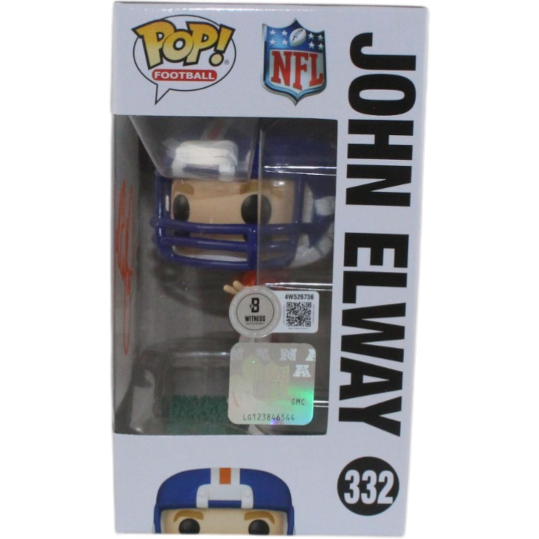 John Elway Autographed Denver Broncos Funko Pop! #332 Beckett Witness 55219