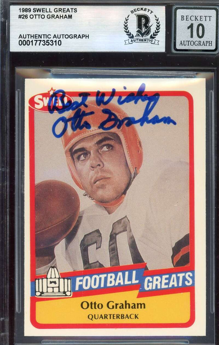Otto Graham Gem Mint 10 Beckett BAS Signed 1989 Swell Greats Autograph