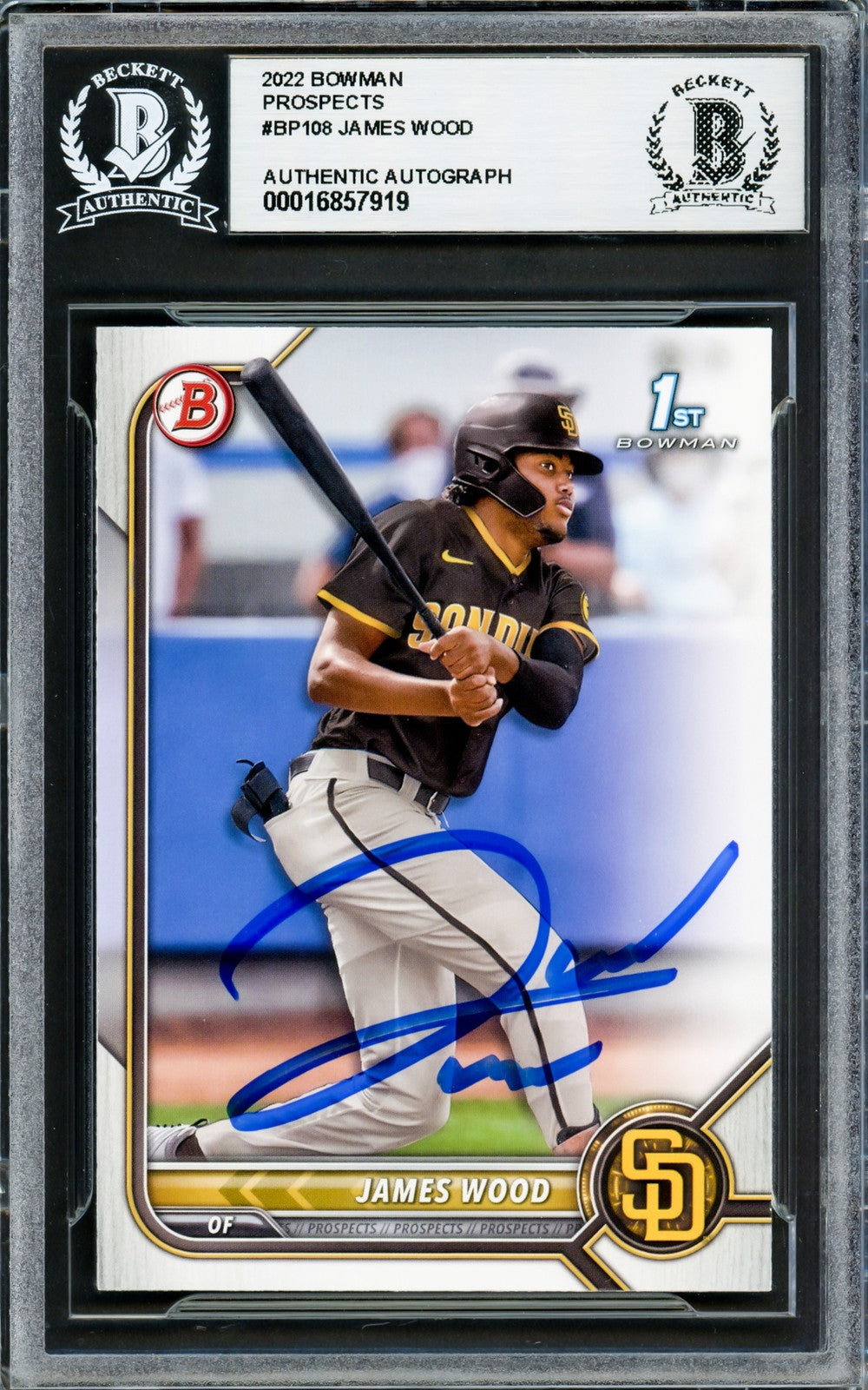 James Wood Signed 2022 1st Bowman Prospects RC BP108 Nationals Beckett