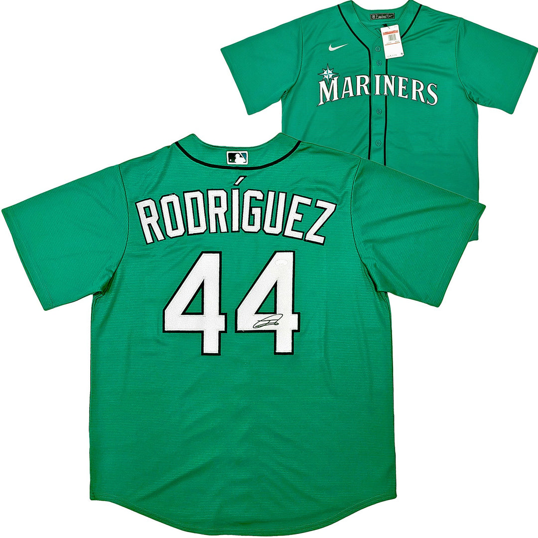 Seattle Mariners Julio Rodriguez Signed Teal Nike Jersey Size L JSA