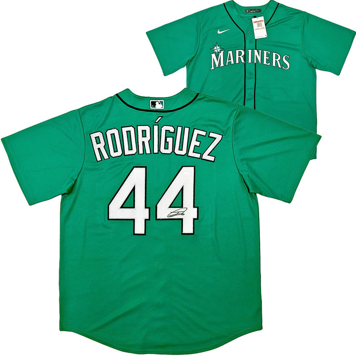 Seattle Mariners Julio Rodriguez Signed Teal Nike Jersey Size L JSA