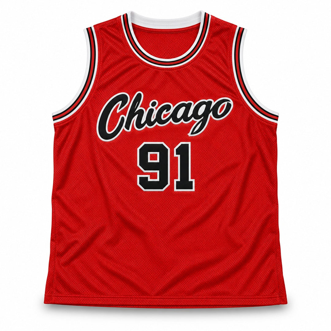 Dennis Rodman Signed Bulls Red Custom Jersey JSA