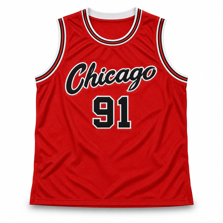 Dennis Rodman Signed Bulls Red Custom Jersey JSA