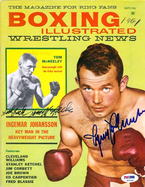 Ingemar Johansson & Tom McNeeley Auto Boxing Illustrated Magazine Cover PSA/DNA