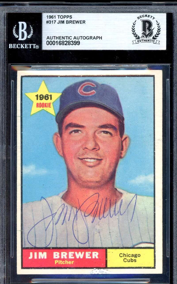 Jim Brewer Beckett BAS Signed 1961 Topps Rookie Autograph