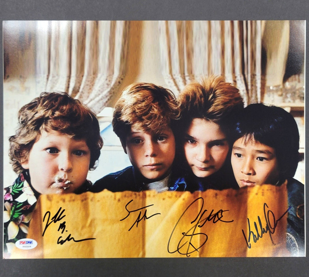The Goonies cast signed 11x14 photo PSA/DNA COA Jeff Cohen Astin Feldman Ke Quan