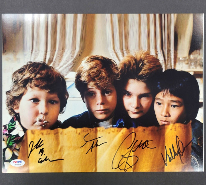 The Goonies cast signed 11x14 photo PSA/DNA COA Jeff Cohen Astin Feldman Ke Quan