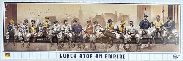 NY Yankees Lunch Atop An Empire 12x36 Litho Photo Jeter Mantle Joe Dimaggio COA