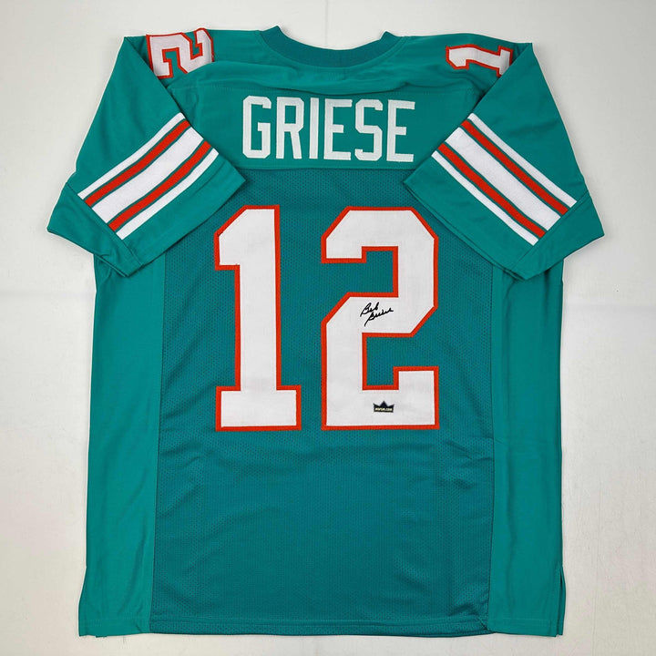 Facsimile Autographed Bob Griese Miami Teal Reprint Jersey Size Men's XL