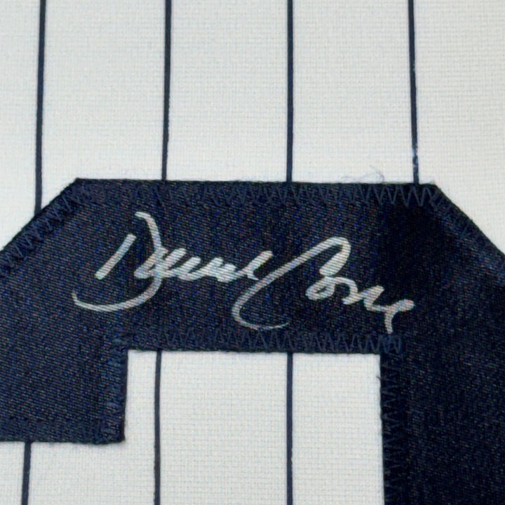 Framed Signed David Cone 35x39 New York Pinstripe Jersey Beckett COA
