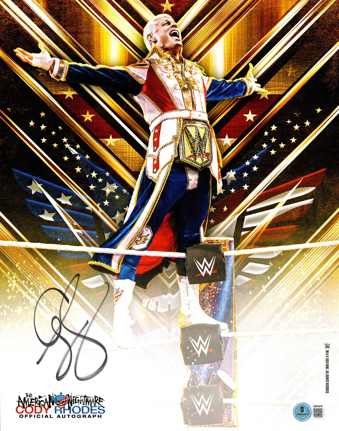 Cody Rhodes Signed 11x14 Photo WWE The American Nightmare Beckett BAS QR