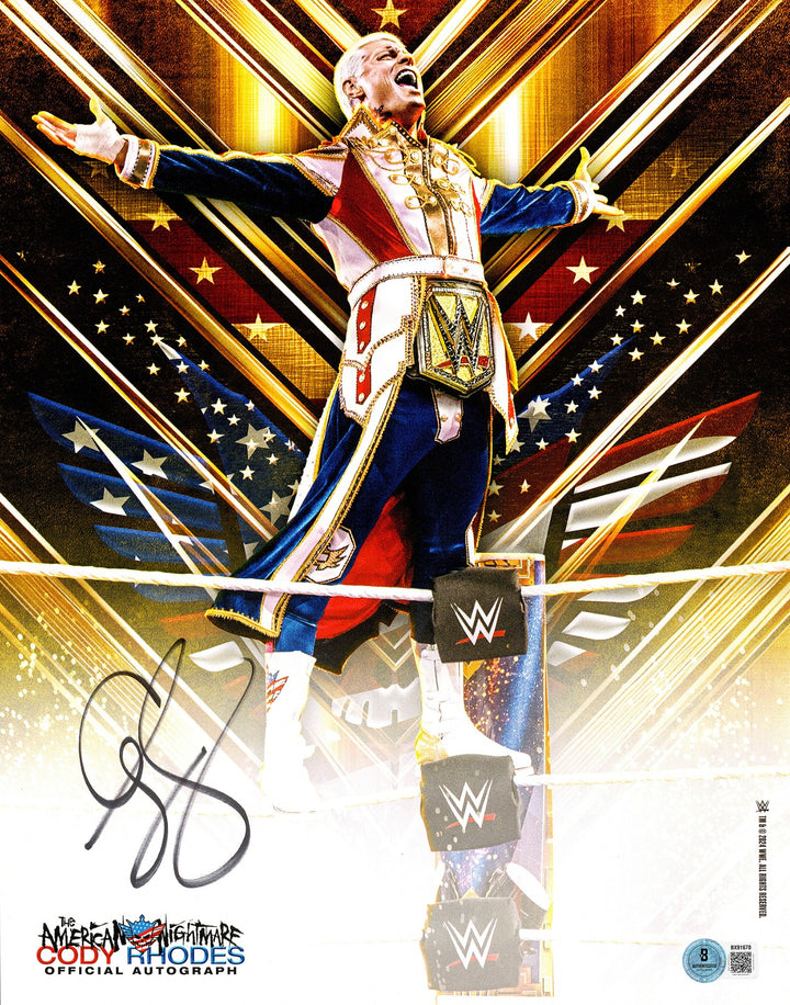 Cody Rhodes Signed 11x14 Photo WWE The American Nightmare Beckett BAS QR