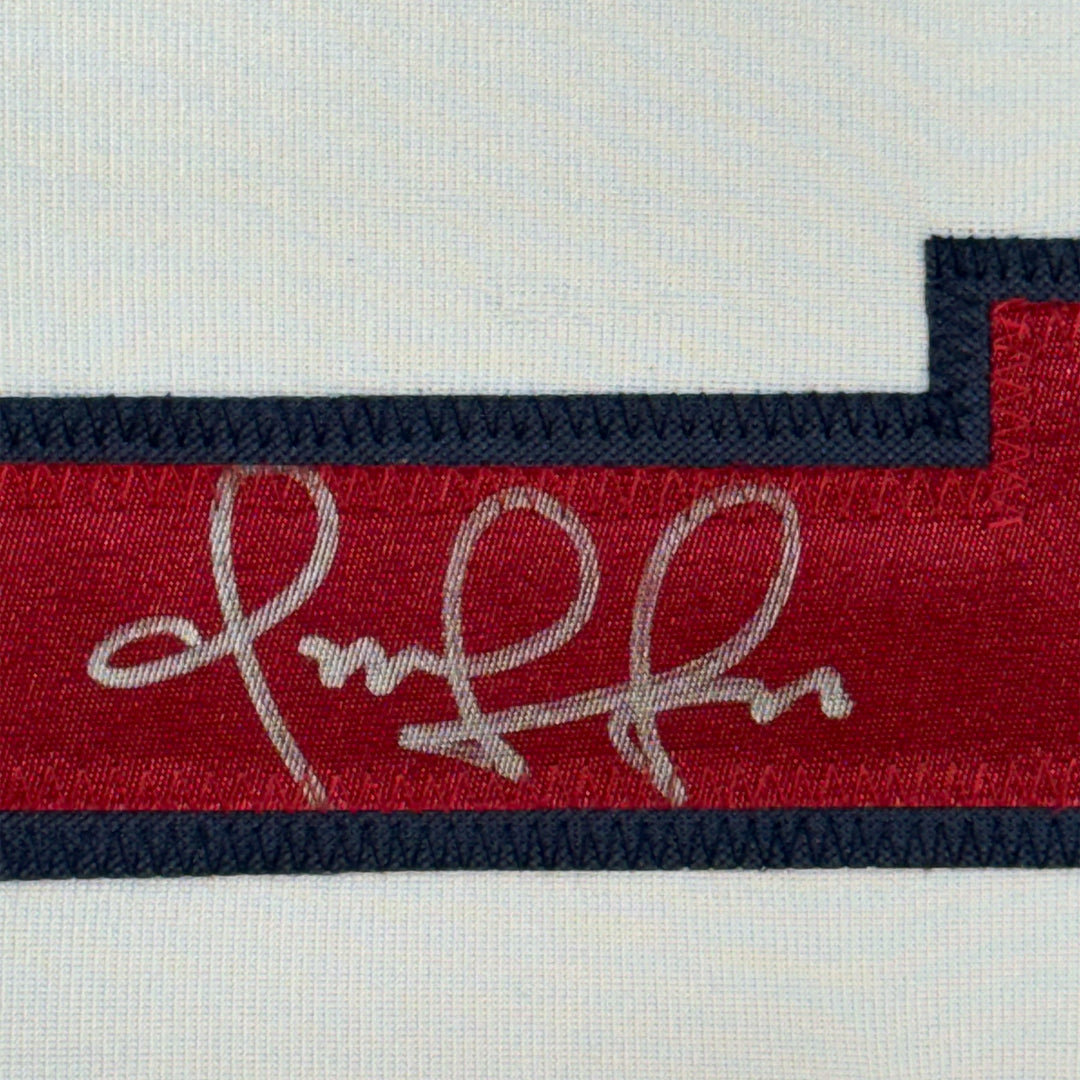 FRAMED Autographed/Signed OMAR VIZQUEL 33x42 Cleveland White Jersey PSA/DNA COA