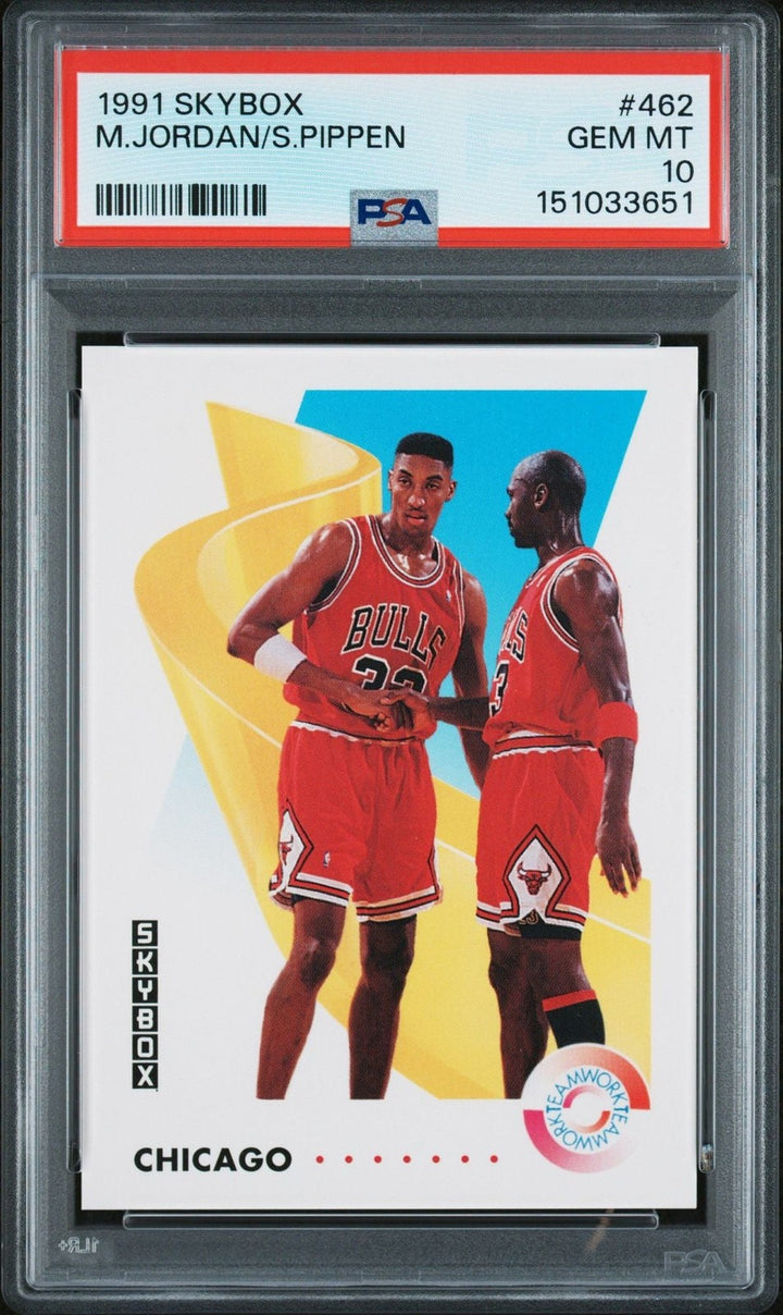 Graded 1991 Skybox Michael Jordan #462 Scottie Pippen Basketball Card PSA 10 Gem