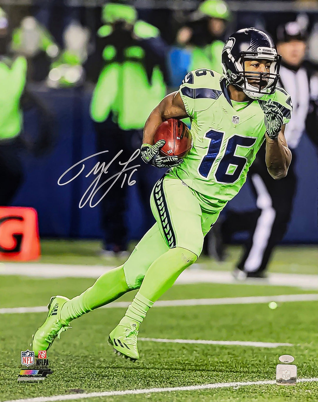 Tyler Lockett Signed Framed 16x20 Photo Seahawks Color Rush Green MCS Holo
