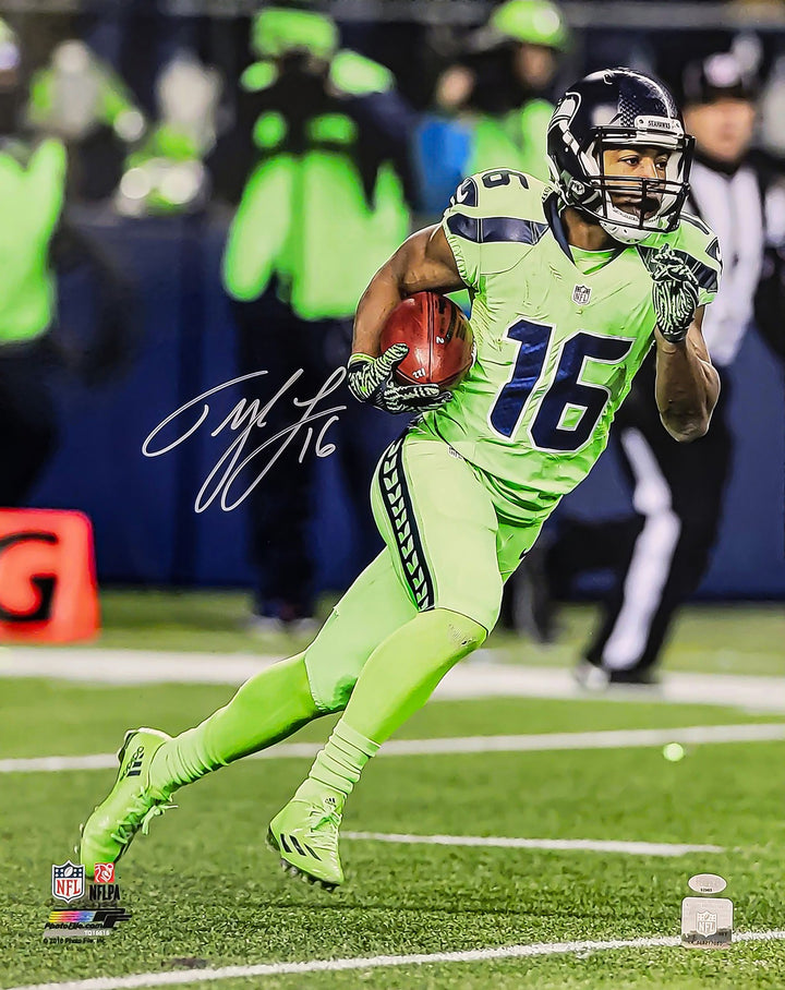 Tyler Lockett Signed Framed 16x20 Photo Seahawks Color Rush Green MCS Holo