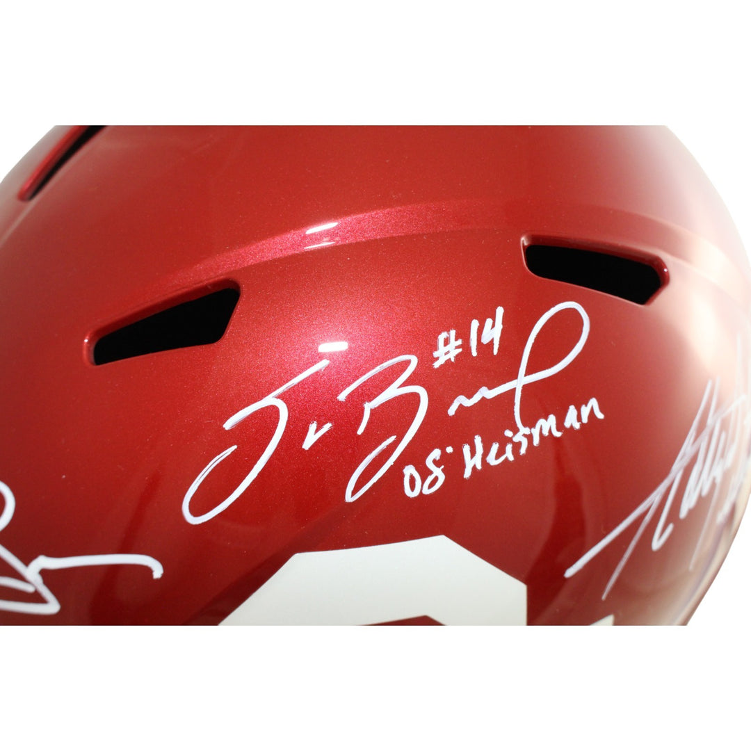 Sam Bradford Peterson Bosworth Signed Oklahoma Sooners F/S Helmet Beckett 54255