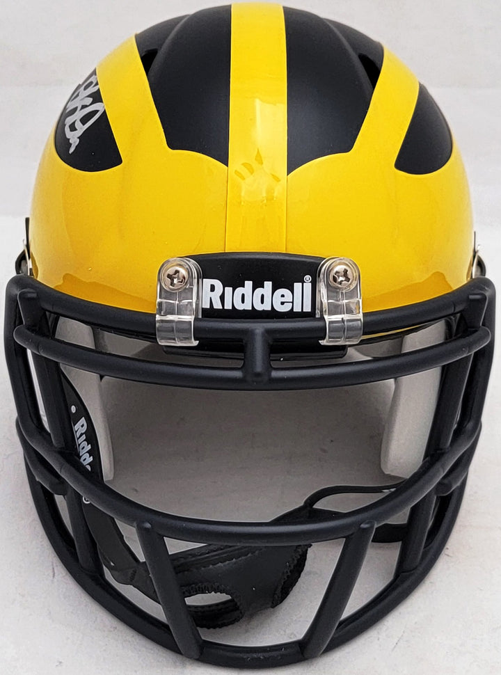 David Ojabo Signed Michigan Wolverines Blue Speed Mini Helmet Beckett