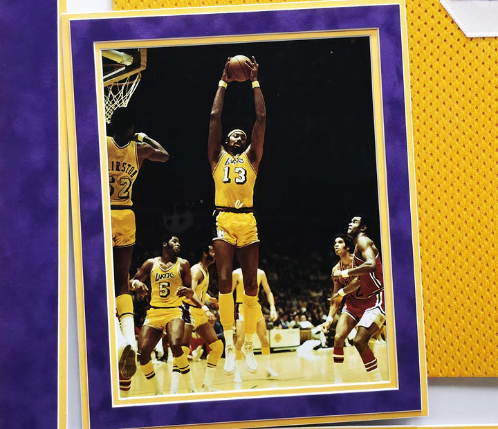 Lakers Wilt Chamberlain Signed Framed Yellow Champion Jersey PSA/DNA #AE02265