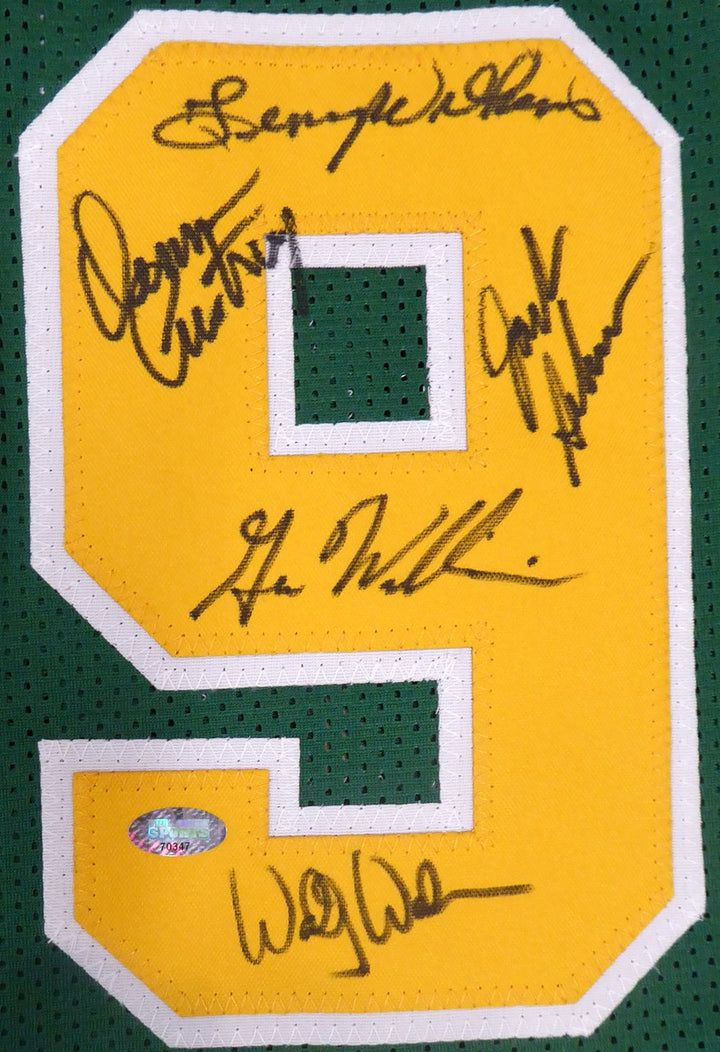 1978-79 NBA Champs Sonics Auto Green Jersey 9 Sigs Fred Brown, Lenny Wilkens MCS