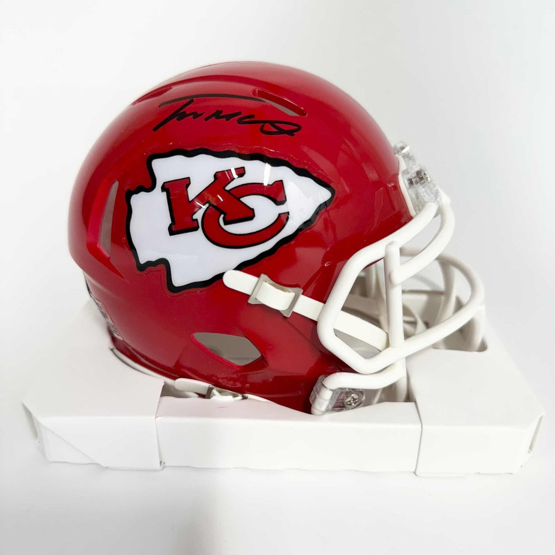 Autographed/Signed Trent McDuffie Chiefs Red Mini Helmet BAS COA