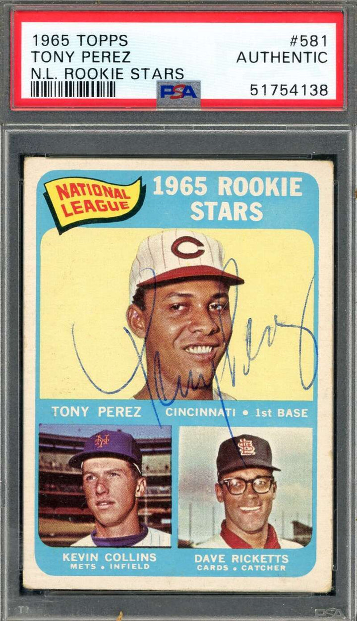 Tony Perez PSA DNA Vintage Signed 1965 Topps Rookie Stars Autograph