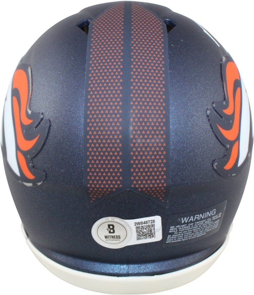 Troy Franklin Autographed/Signed Denver Broncos Mini Helmet Beckett WIT 59399