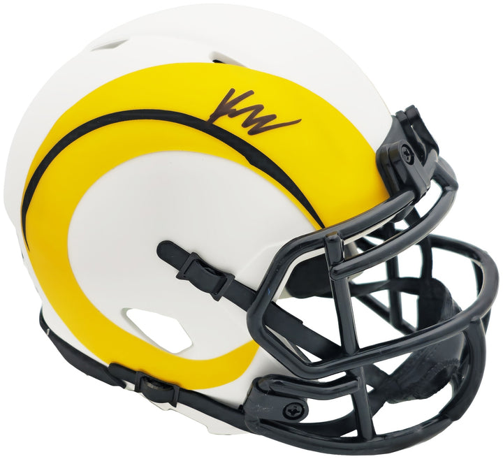 Kyren Williams Signed Rams Lunar Eclipse White Speed Mini Helmet Beckett Witness
