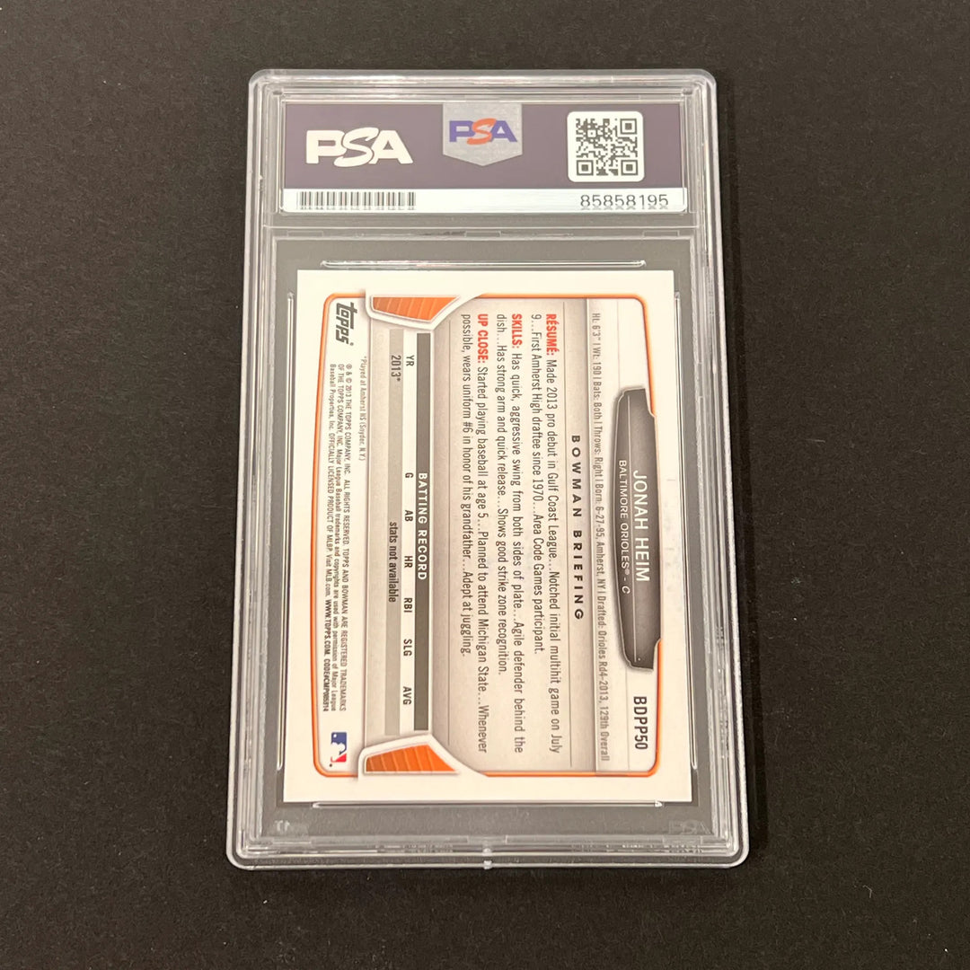 2013 Topps Bowman Briefing #BDPP50 Jonah Heim Signed Card PSA Slabbed Orioles