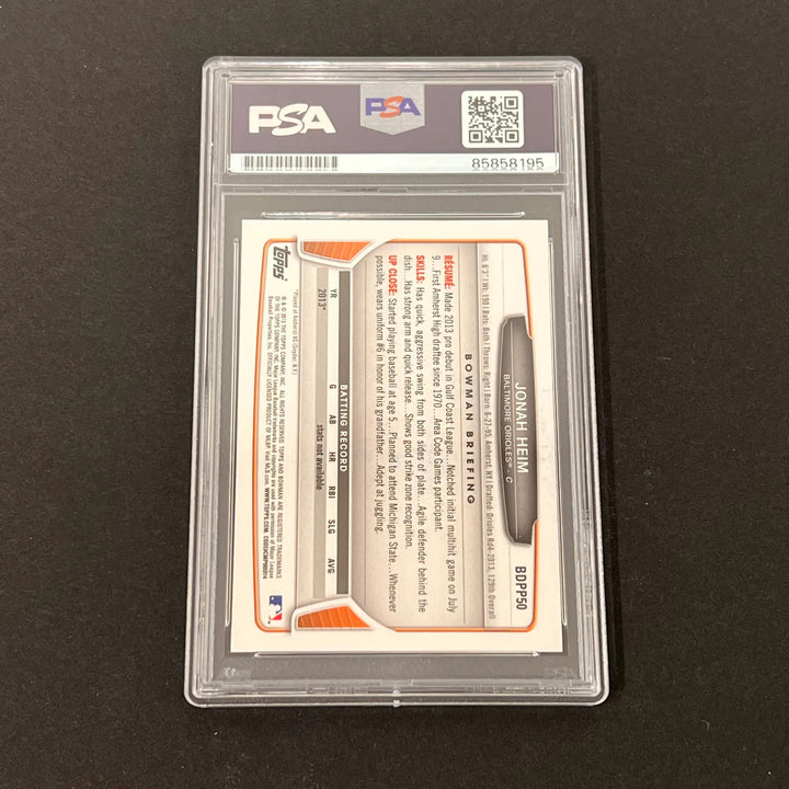 2013 Topps Bowman Briefing #BDPP50 Jonah Heim Signed Card PSA Slabbed Orioles
